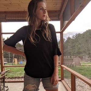 Black blouse with white detail